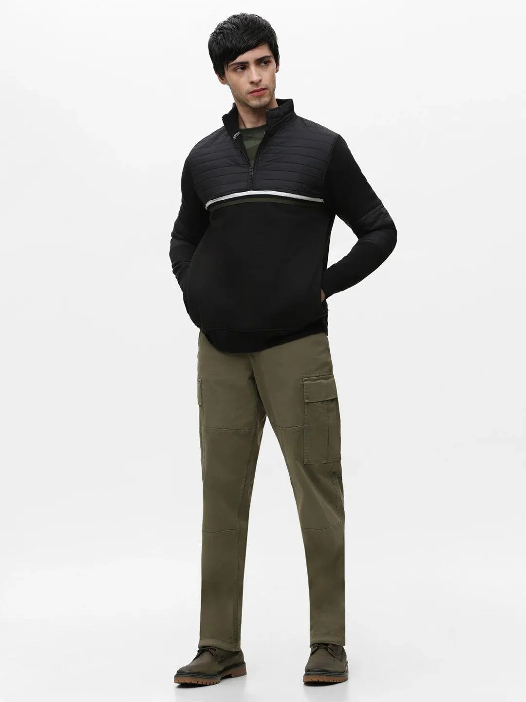 Black Zipper Solid Sweatshirt - Image 6