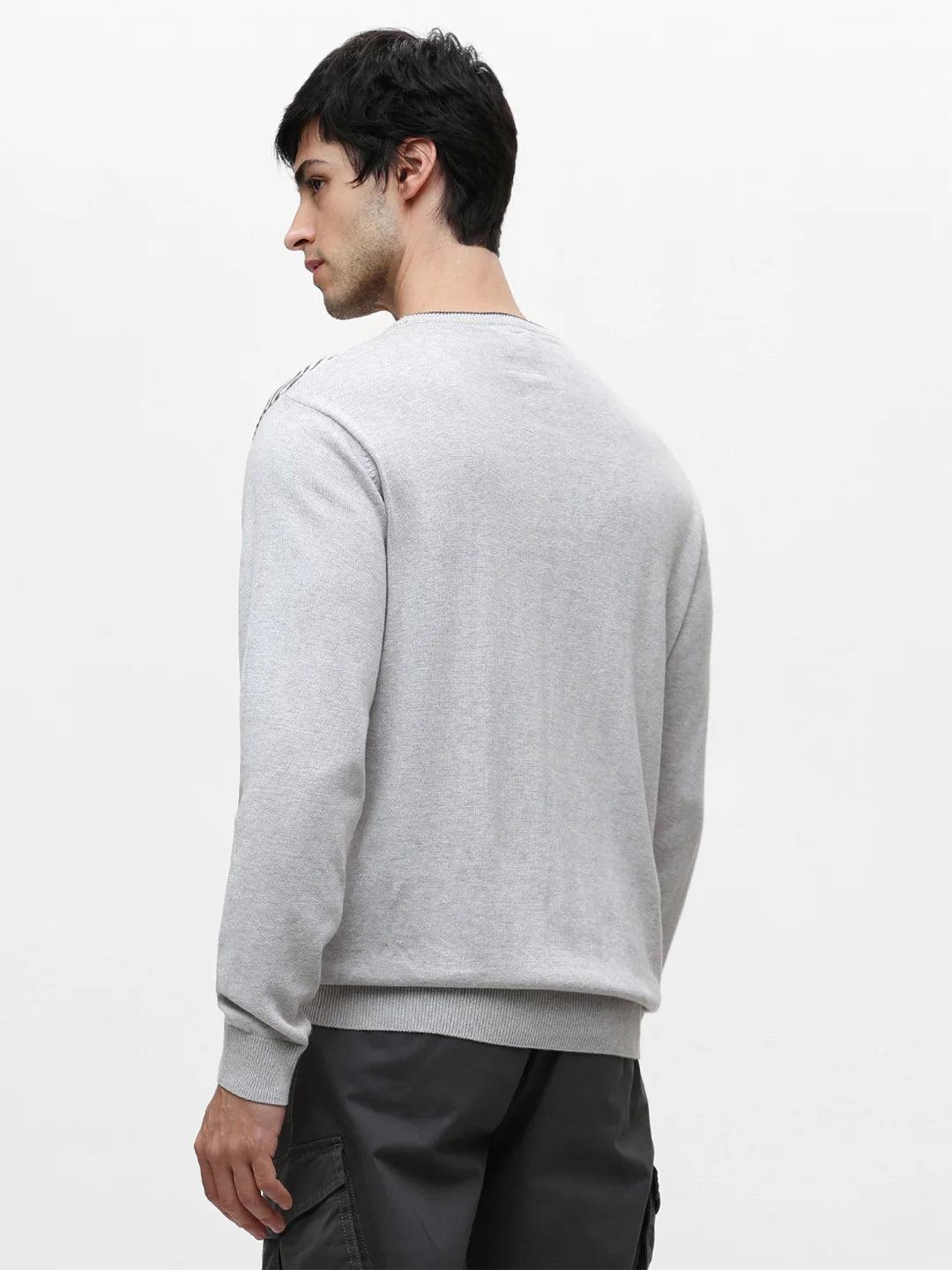 Grey Melange Jacquard Sweater - Image 5