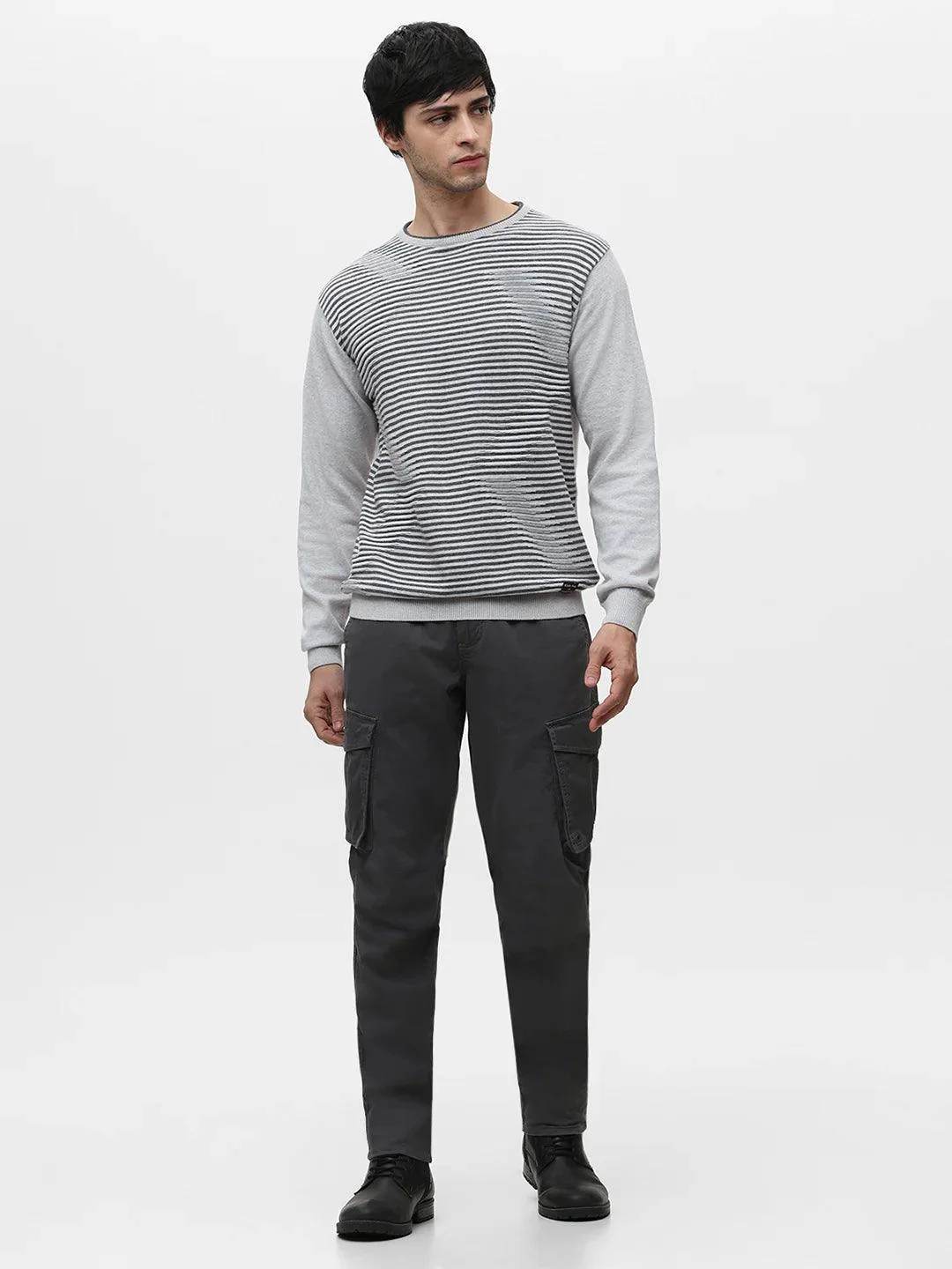 Grey Melange Jacquard Sweater - Image 7