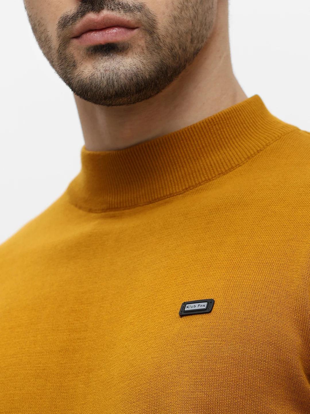 Mustard High Neck Jacquard Sweater - Image 5