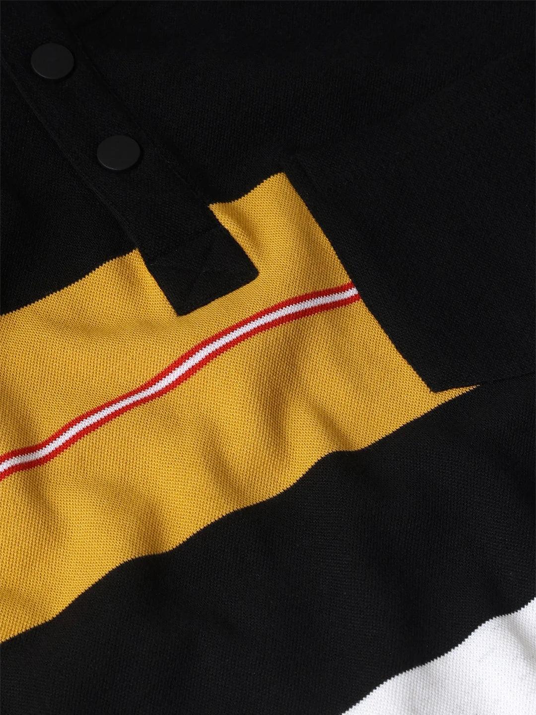 Mustard High Neck Striped Sweatshirt - Image 7