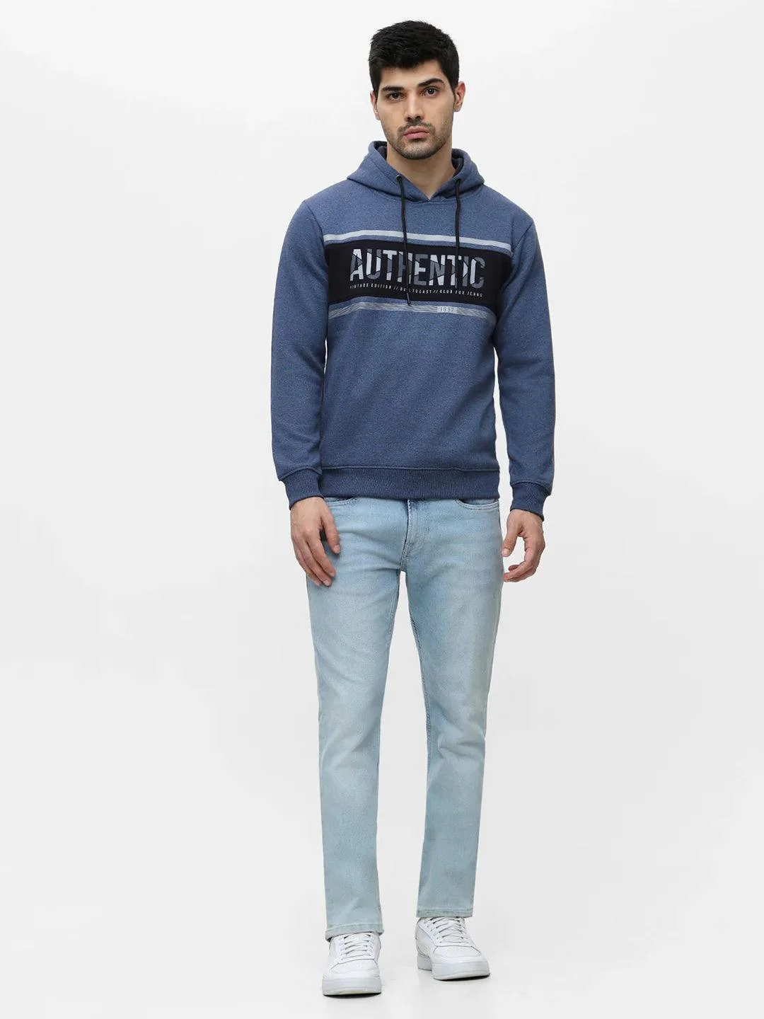 Navy Printed Hoodie Sweatshirt - Image 6