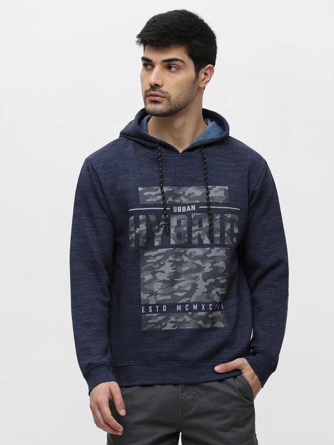 Navy Mixture Printed Hoodie Sweatshirt
