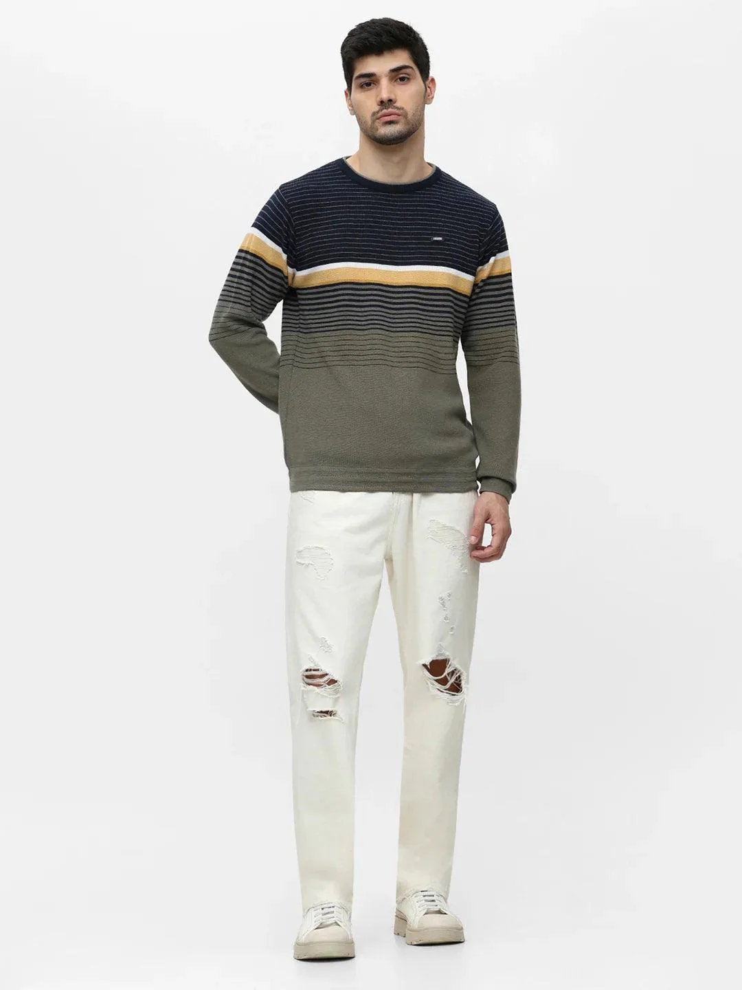 Exclusive Olive Striped Sweater - Image 6