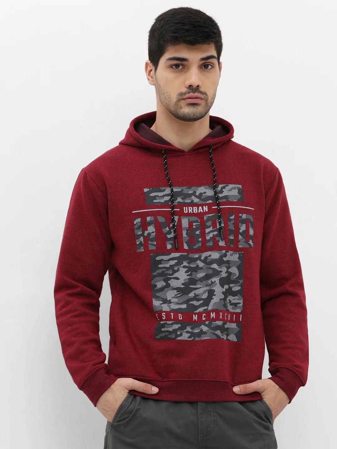 Red Printed Hoodie Sweatshirt