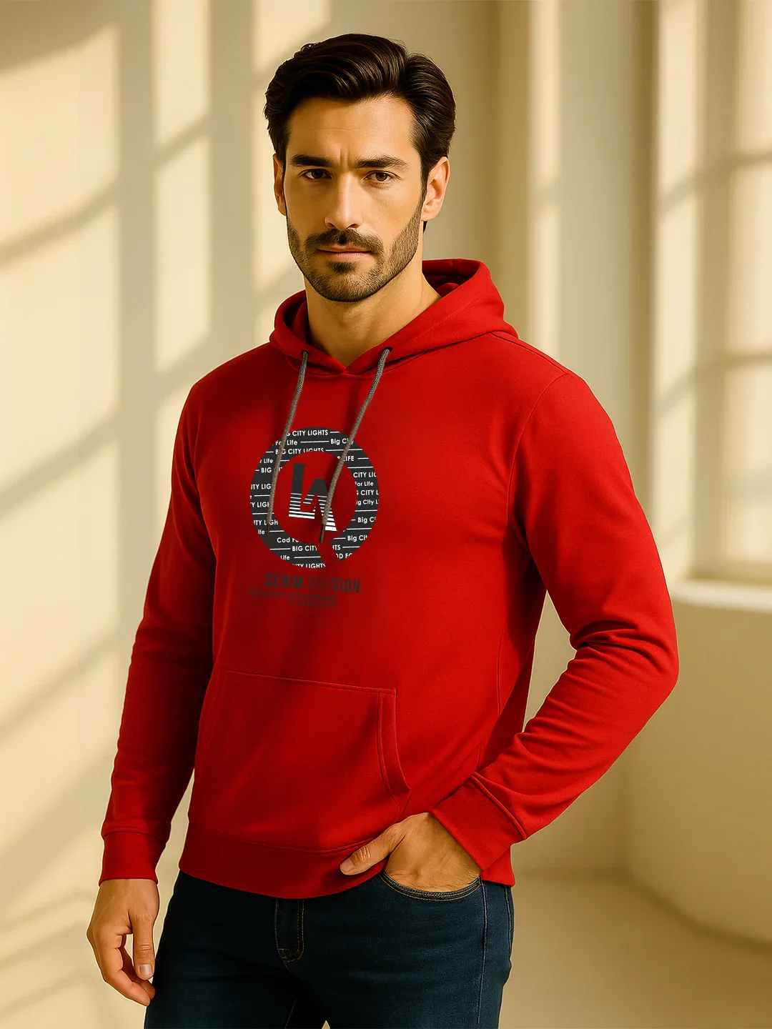 Red Printed Hoodie Sweatshirt - Image 2