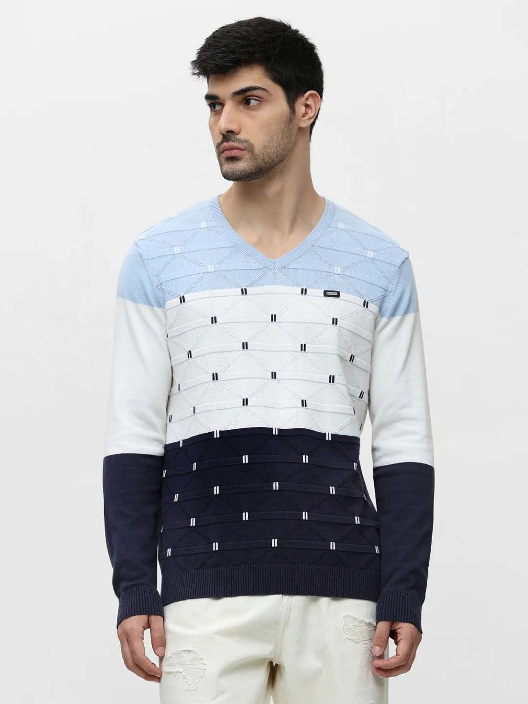 Sky Melange Jacquard Sweater - Image 3
