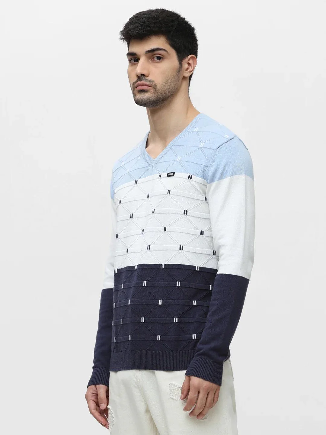 Sky Melange Jacquard Sweater - Image 4