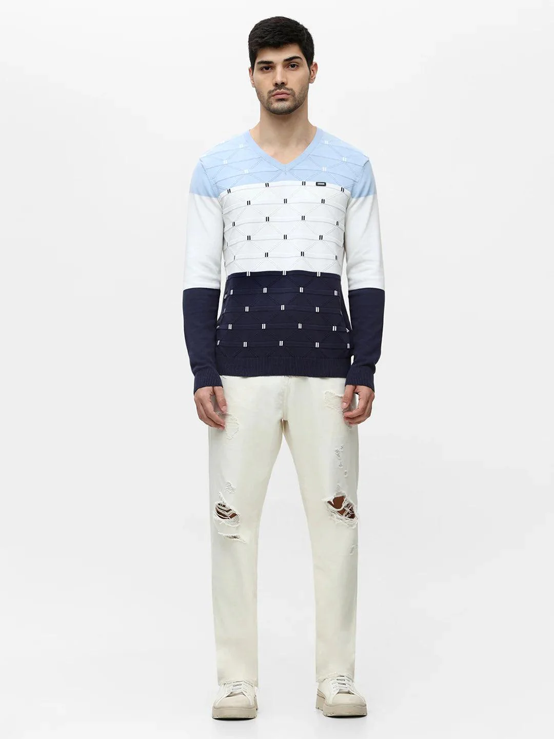 Sky Melange Jacquard Sweater - Image 7