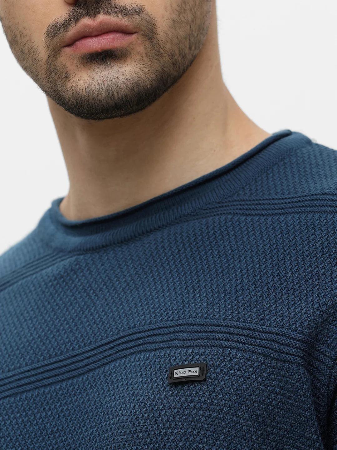 Exclusive Teal Blue Jacquard Sweater - Image 2