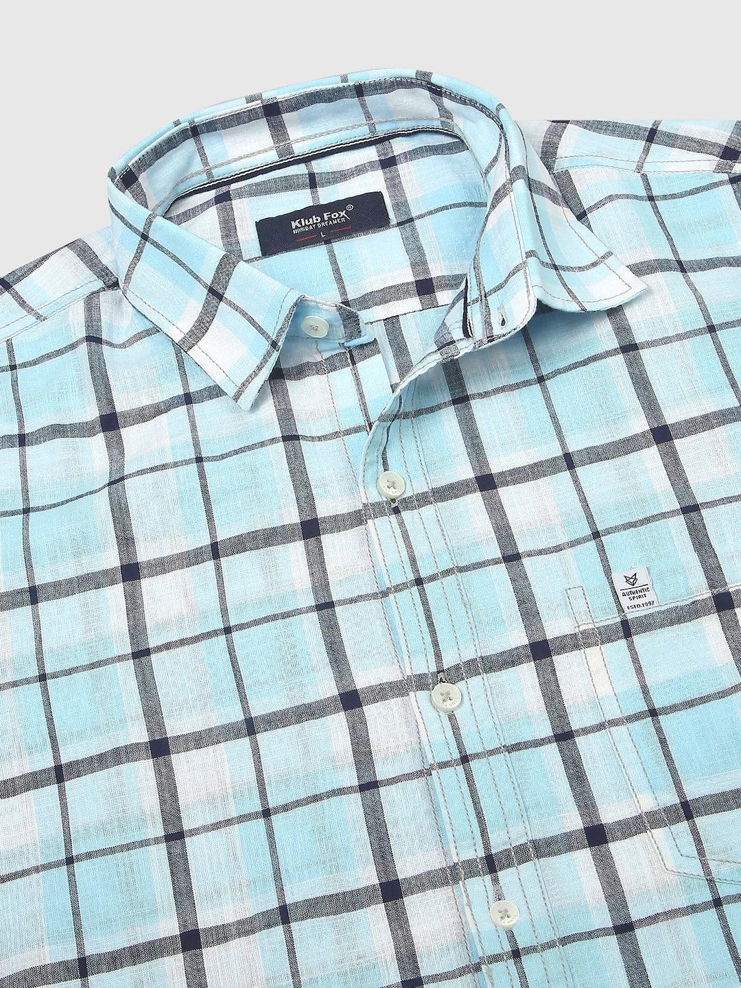 Sky Blue Checked Shirt - Image 6