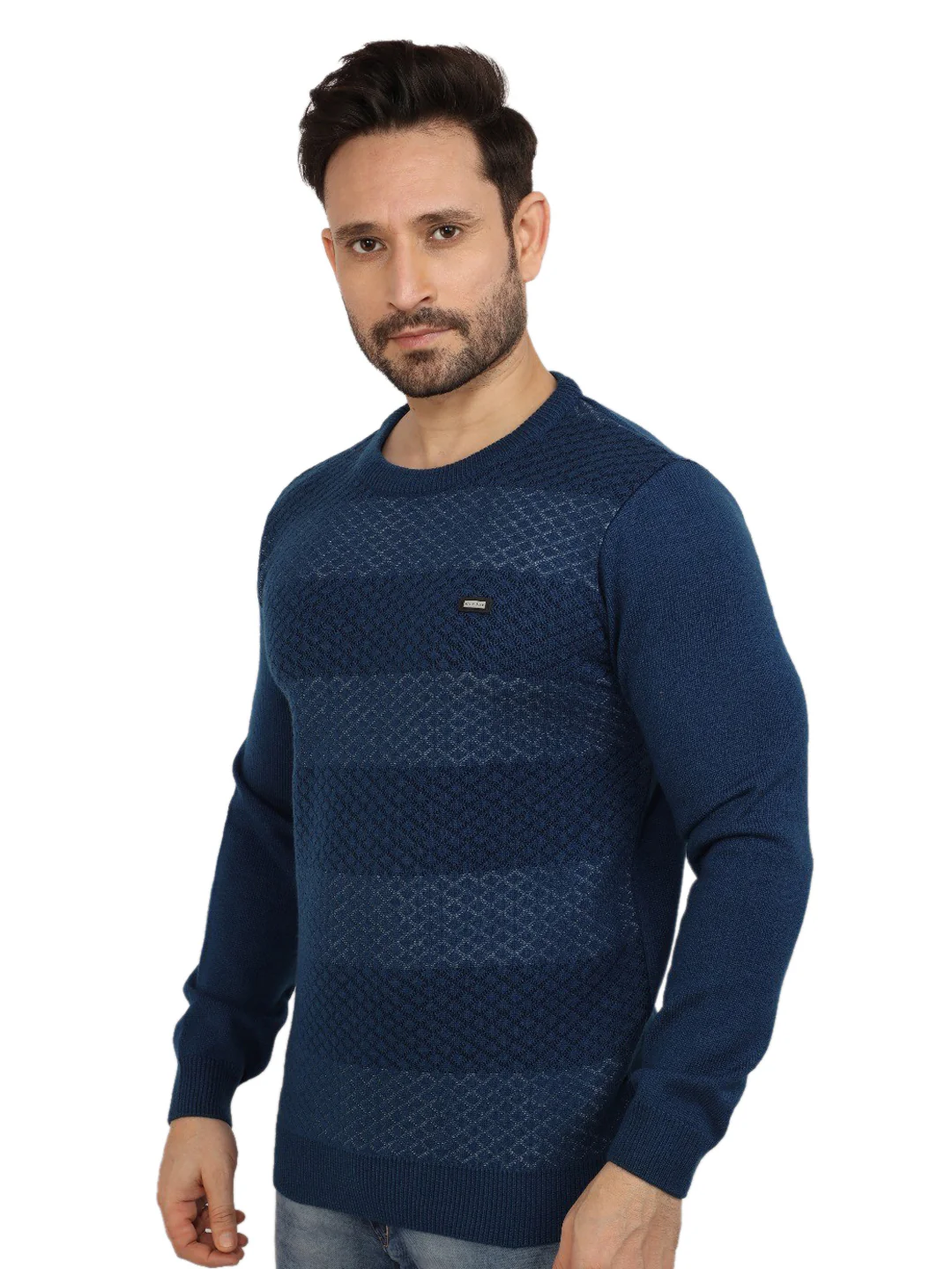 Navy Jacquard Sweater - Image 4