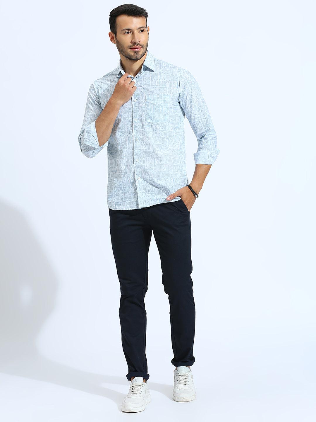 Stretchable Textured Navy Narrow Chino Pants - Image 9