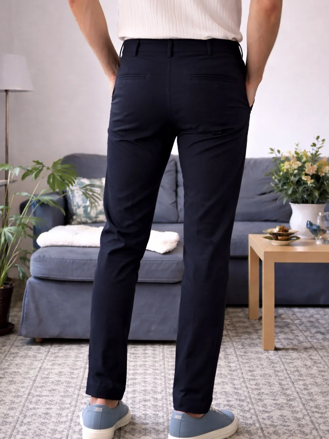 Navy Narrow Fit Chino Pants - Image 4