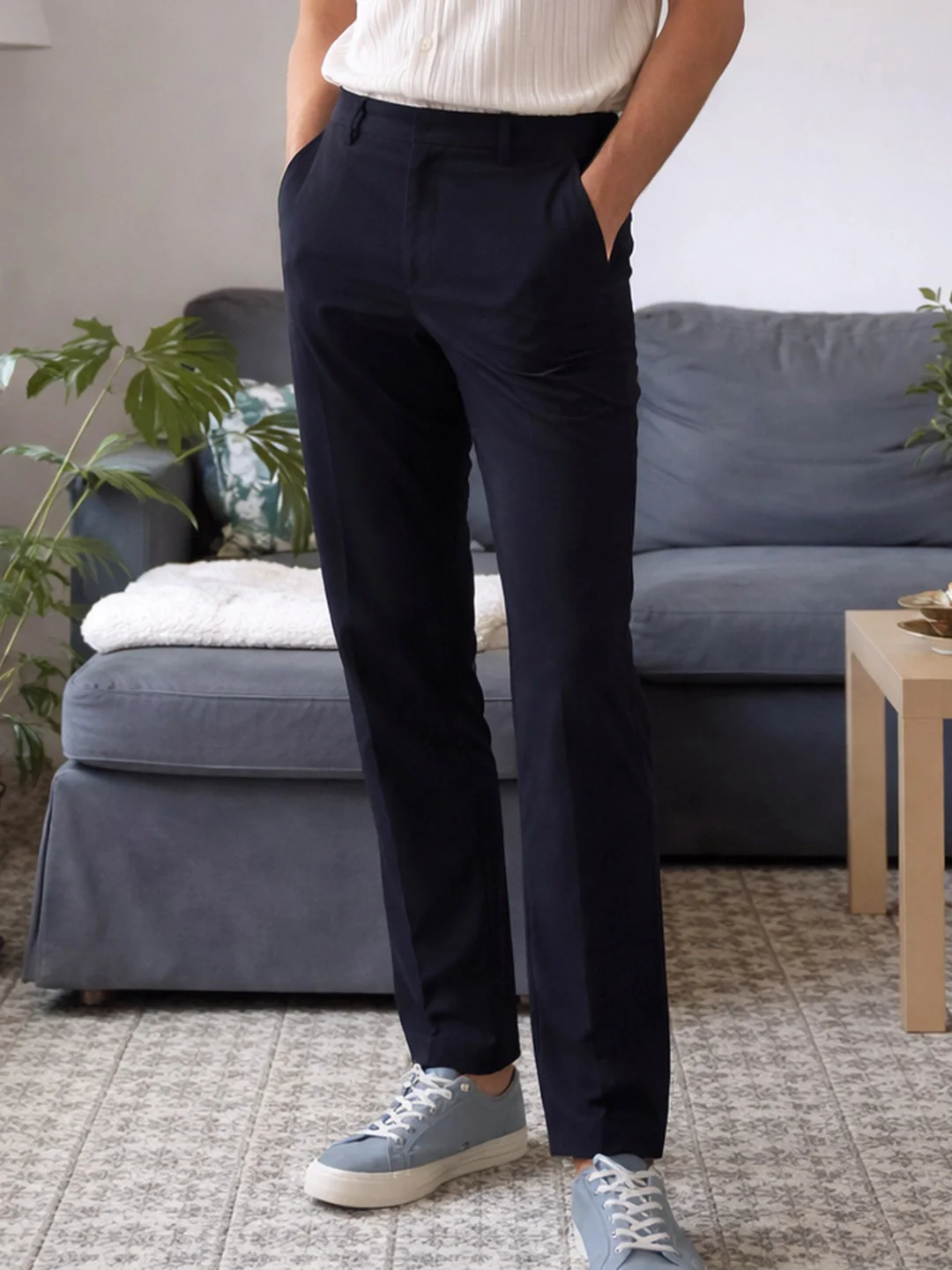 Navy Narrow Fit Chino Pants - Image 5