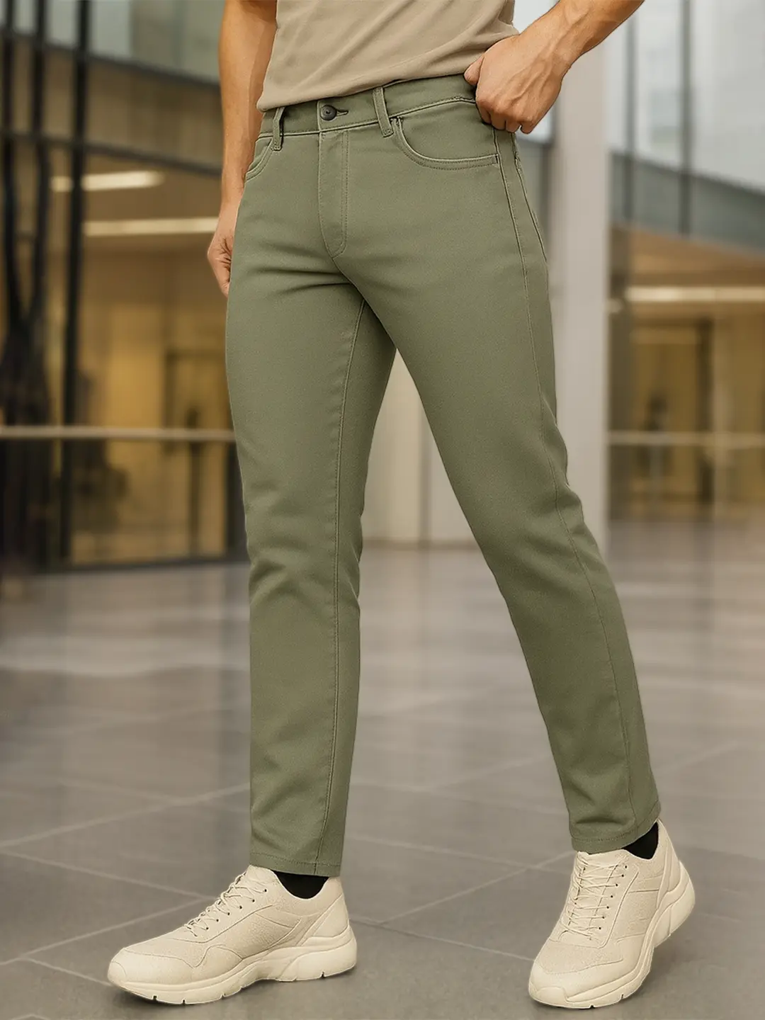 Stretchable Olive Skinny Fit Jeans - Image 10