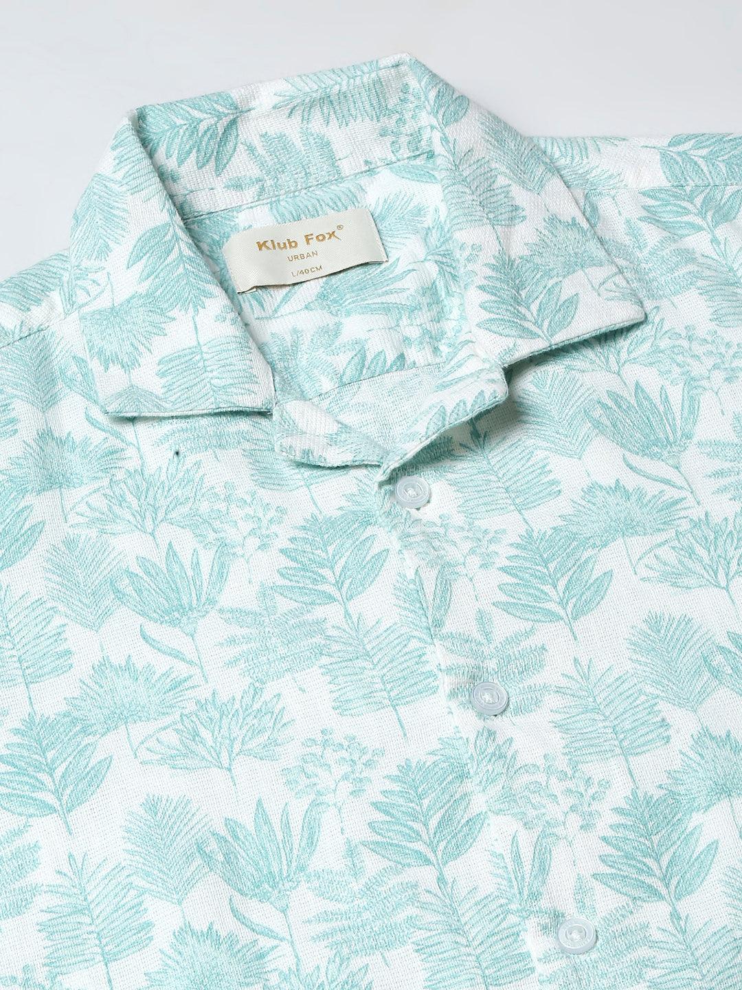 Teal Blue Printed Shirt - Image 2