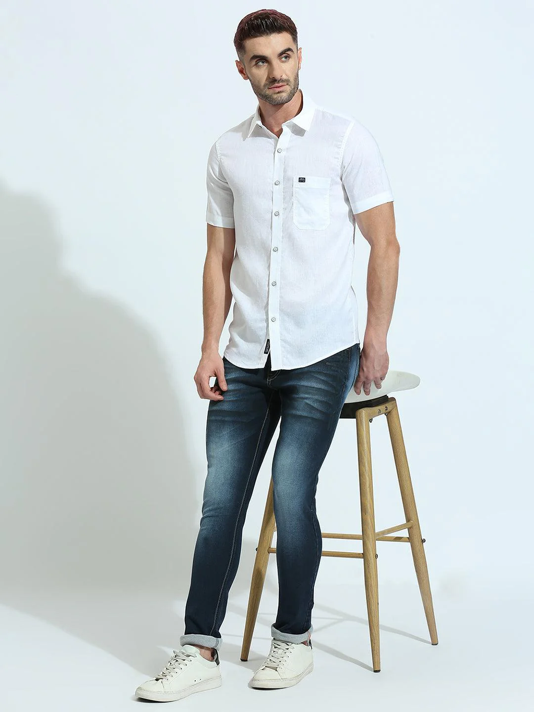 Classic Dobby White Solid Shirt - Image 8