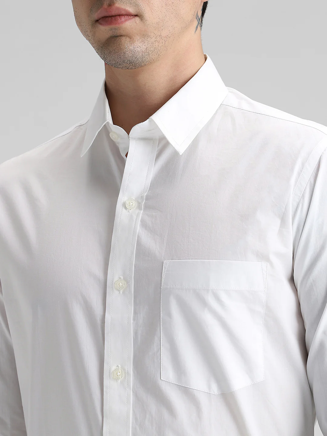 White Slim Fit Formal Solid Shirt - Image 2
